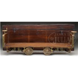 SALESMAN SAMPLE RAILROAD CAR WITH CARRYING CASE.