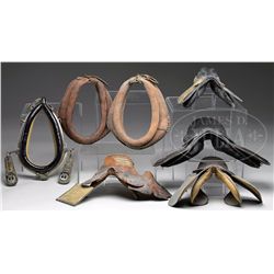 LOT OF 7 SALESMAN SAMPLES HORSE COLLARS & SADDLES.