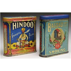 LOT OF TWO VERTICAL TOBACCO TINS.