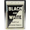Image 1 : BLACK AND WHITE ROLL CUT VERTICAL POCKET TOBACCO TIN.