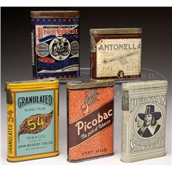 LOT OF FIVE VERTICAL POCKET TINS.