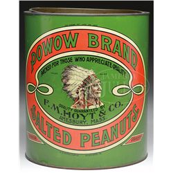 POWOW BRAND SALTED PEANUTS 11 POUND TIN.