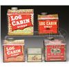 Image 1 : LOT OF FIVE LOG CABIN SYRUP AND NUT TINS.