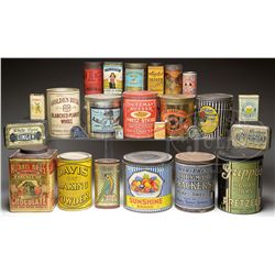 LOT OF 25 MISC PRODUCT TINS.