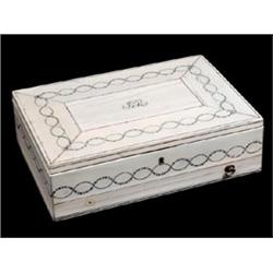 A 19th Century Vipagzitum Box, initialed, decorated a band of  intertwined flowers and leaves, ha...