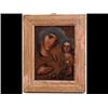 Image 1 : A 19th Century Icon, The Madonna and Child, with embossed silver  coloured metal mounts, on panel...