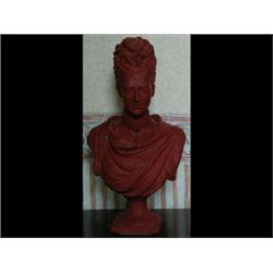 An Earthenware Bust of Princess Alexandra, inset a metal plaque,  Susse Freres, Place de la Bours...