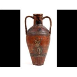 A 19th Century Amphora Vase, painted figures and anthemion motifs,  57cm, a similar vase, 20cm an...