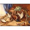 Image 1 : English School, late 19th century still life with a basket of  vegetables and a brace of pheasant...