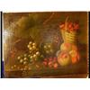 Image 1 : English School, 19th century still life with peaches, a fly, grapes  and a punnet of strawberries...