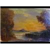Image 1 : English School, early 19th century two figures on a branch, in a  landscape with a bridge, oil on...