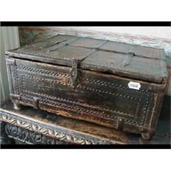 An Iron Bound Oak Box, with carved decoration, 49cm £80-100...