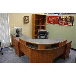 CONTENTS OF EXECUTIVE OFFICE INCLUDING: CORNER DESK, OFFICE CHAIR, CLIENT CHAIR, BOOK CASE, FILE