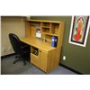 Image 2 : CONTENTS OF SALES OFFICE INCLUDING: DESK WITH HUTCH, CHAIR, FILE CABINET, SHELF, TABLE AND CONTENTS