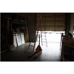 LIFT-RITE 5500 LBS PALLET JACK, AND ALUMINUM 10 FT LADDER