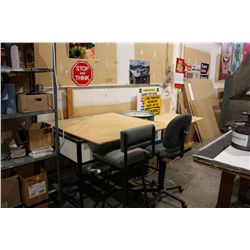 CONTENTS OF PAINT CORNER INCLUDING: TOOLS, TABLES, PAINT BENCHES, PAINT AND DYE