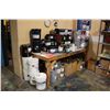 Image 3 : CONTENTS OF PAINT CORNER INCLUDING: TOOLS, TABLES, PAINT BENCHES, PAINT AND DYE