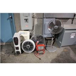 LOT OF FANS AND HEATERS