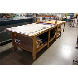 TWO WOODEN LAYOUT TABLES AND CONTENTS