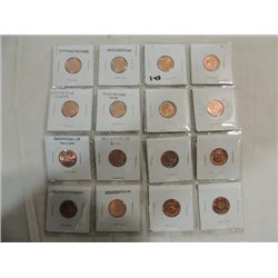 LOT 16 (8) MINT PENNY MEDALLIONS & 8 2009 LINCOLN