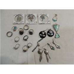 LOT 18 SOUTHWESTERN STERLING SILVER JEWELRY: RINGS