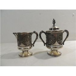 VINTAGE PAIR SILVER PLATE CREAMER & SUGAR, TUFTS