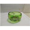 Image 2 : LOT 7 SET VINTAGE EMERALD GLASS BOWLS HAND PAINTED