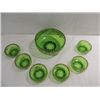 Image 3 : LOT 7 SET VINTAGE EMERALD GLASS BOWLS HAND PAINTED
