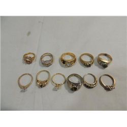 LOT 11 VINTAGE 10K GF JEWELRY ALL RINGS VARIOUS