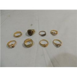 LOT 8 VINTAGE 18K GF JEWELRY LADY'S RINGS VARIOUS