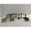Image 1 : LOT 6 VARIOUS METAL ITEMS: BRASS CANDLE HOLDERS,