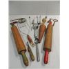 Image 1 : JACK POT LOT VINTAGE KITCHEN UTENCILS: 2 WOODEN