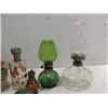 Image 2 : LOT 7 VINTAGE (5) SMALL OIL LAMPS, 1 CAST METAL