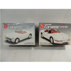 LOT 2 AMT  ERTL PLASTIC MODEL KIT 1990 CORVETTE &