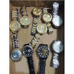 LOT 10 MENS QUARTZ WRIST WATCHES: ROSRA, FLENT,