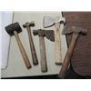 Image 1 : LOT 5 VINTAGE WOOD HANDLED MALLET, HATCHETS &