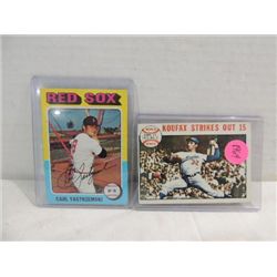 LOT 2 TOPPS 1963 #136 & 1975 #280 BASEBALL CARDS: