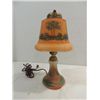 Image 1 : RARE VINTAGE REVERSE PAINTED LAMP & SHADE FROSTED