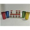 Image 1 : LOT 12 VINTAGE ITEMS: 7 MILK GLASS SPICE JARS, 4