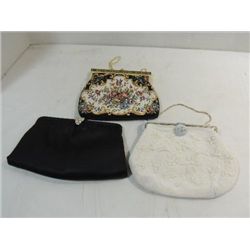 LOT 3 VINTAGE LADYS EVENING CLUTCH PURSES, 1 WITH