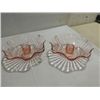 Image 2 : LOT 4 VINTAGE PINK DEPRESSION GLASS: CAKE TRAY, 2