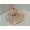 Image 3 : LOT 4 VINTAGE PINK DEPRESSION GLASS: CAKE TRAY, 2