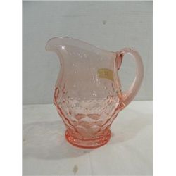 VINTAGE PINK DEPRESSION GLASS WATER PITCHER