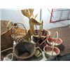 Image 2 : LOT 6 (2) REED WOVEN BASKETS & PIN WOOD REINDEER