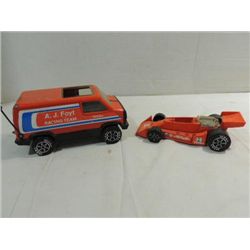 VINTAGE TONKA PRESS METAL VAN & AJ FOYT INDY CAR