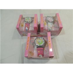 LOT 3 GIRLS QUARTZ HELLO KITTY WRIST WATCHES