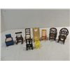 Image 1 : LOT 9 ASSORTED MINIATURE DOLL ROCKING CHAIRS