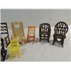 Image 2 : LOT 9 ASSORTED MINIATURE DOLL ROCKING CHAIRS