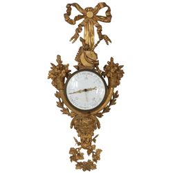 French Dore Bronze Aneroid Pendant Barometer