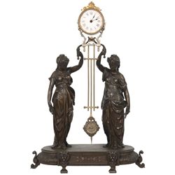 French Double Figural Swinger Clock